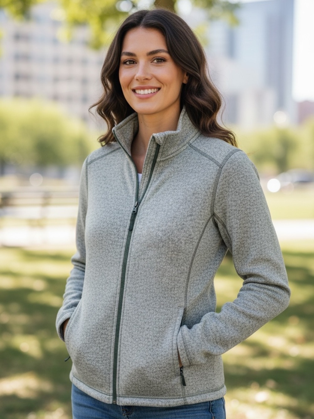 Light Green Fleece Knit Sweater Cardigan Jacket